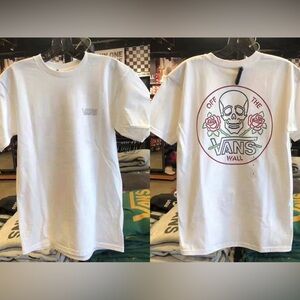 Vans Off The Wall T-shirt Skull Rose Graphic White Tee Men’s Size M streetwear